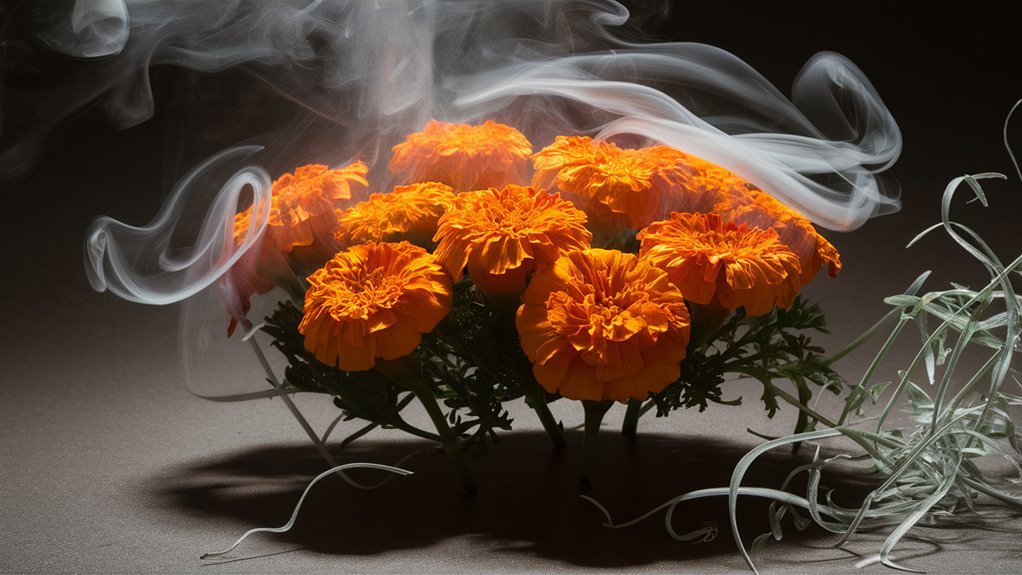 peaceful smoky marigold flowers