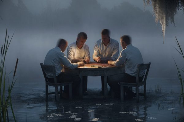 poker game in foggy marsh