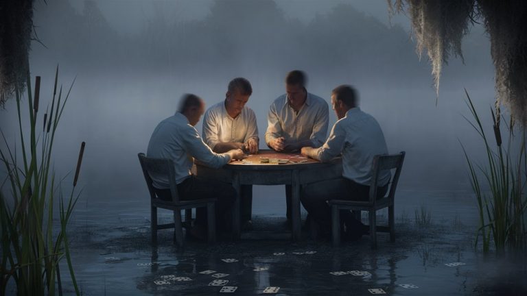 poker game in foggy marsh