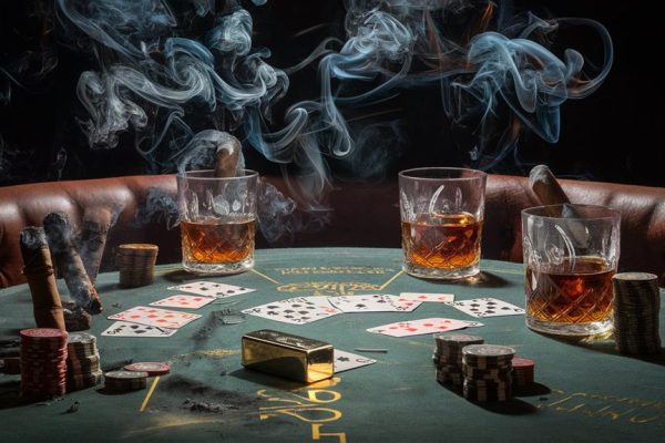 poker game with smoke