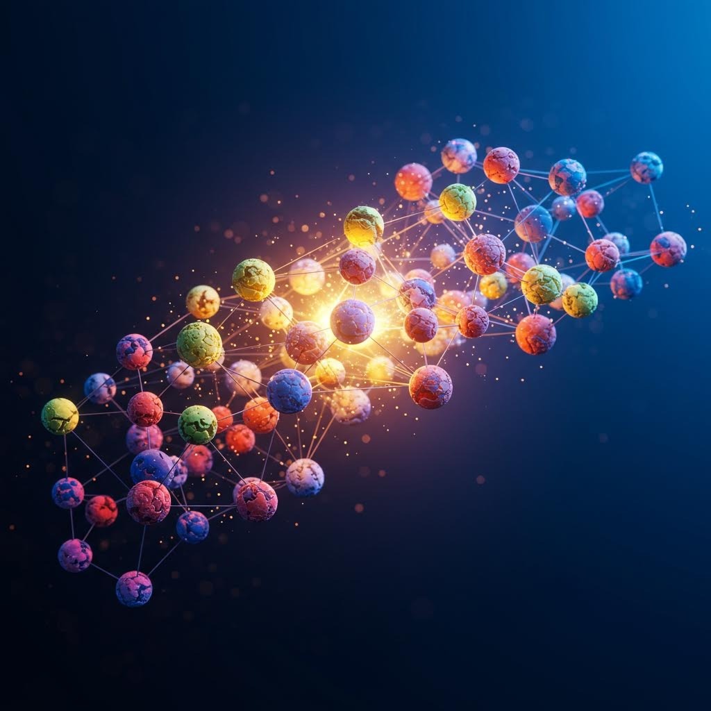 온카스터디 다채로운 네트워크 연결 분자 구조