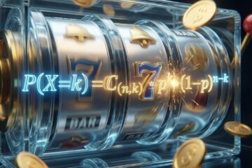 빛나는 수학 확률 방정식이 돌아가는 슬롯 릴 사이에서 완벽하게 자리 잡으며, 주변에는 쏟아지는 동전들이